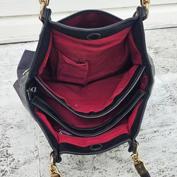 Liz Claiborne Women Handbag Black Faux Suede/Leather Shoulder Bag Multi Compartm - Picture 10 of 12